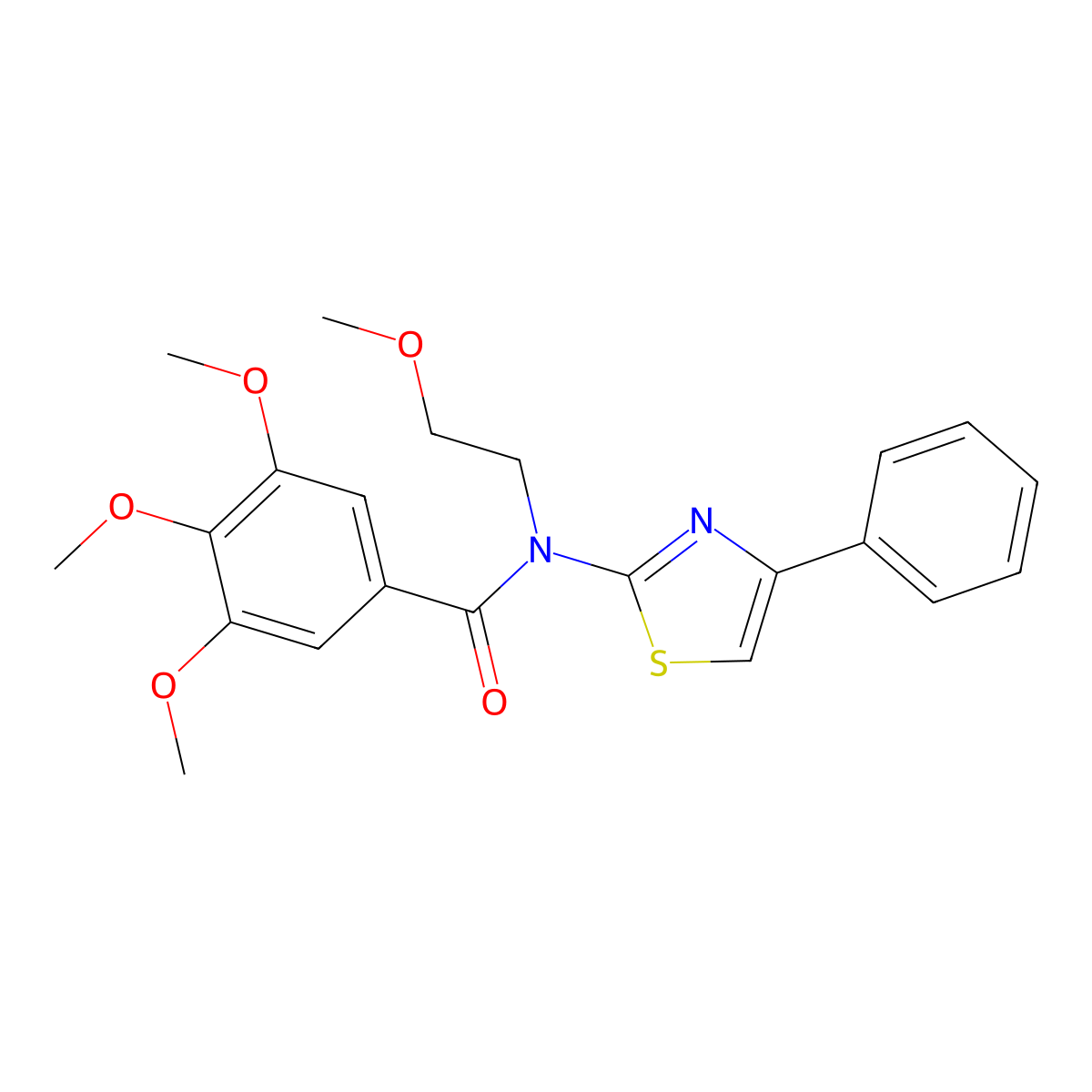 3,4,5-Trimethoxy-N-(2-methoxyethyl)-N-(4-phenyl-1,3-thiazol-2-yl)benzamide molecular structure, CAS 461000-66-8