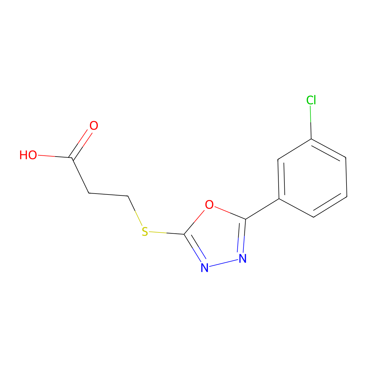 3-{[5-(3-Chlorophenyl)-1,3,4-oxadiazol-2-yl]sulfanyl}propanoic acid molecular structure, CAS 461001-17-2