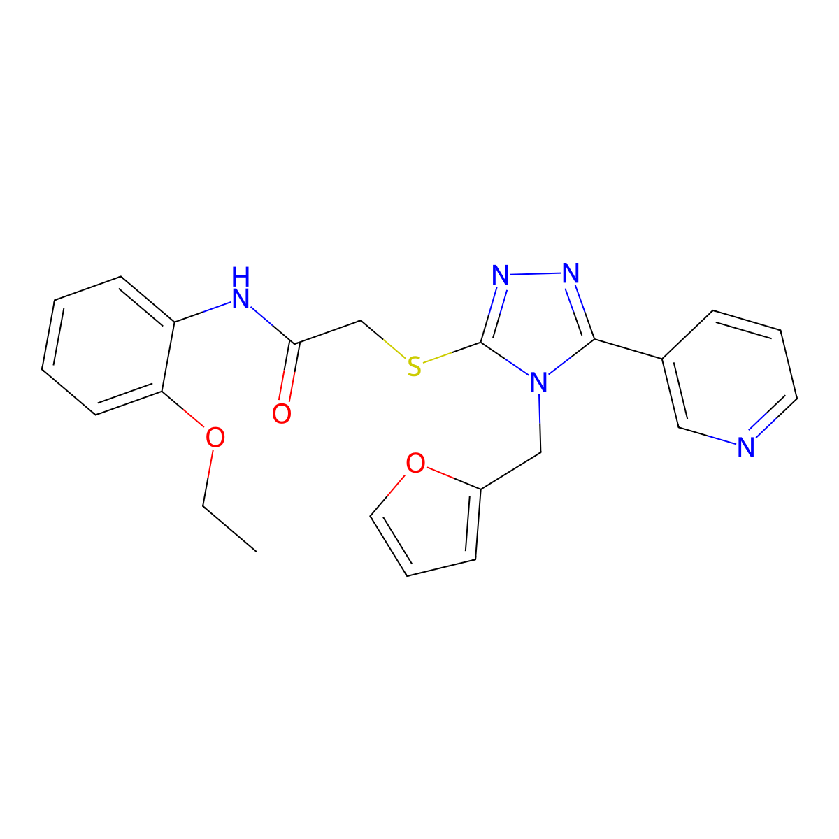 N-(2-ethoxyphenyl)-2-{[4-(furan-2-ylmethyl)-5-(pyridin-3-yl)-4H-1,2,4-triazol-3-yl]sulfanyl}acetamide molecular structure, CAS 461013-40-1