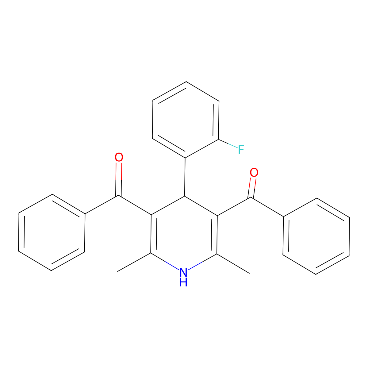 [5-Benzoyl-4-(2-fluorophenyl)-2,6-dimethyl-1,4-dihydropyridin-3-yl]-phenylmethanone molecular structure, CAS 461026-57-3