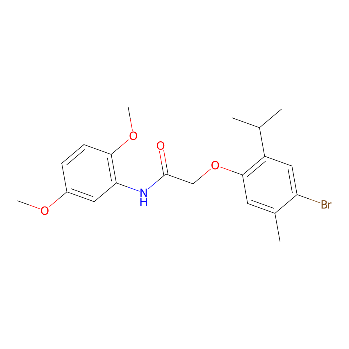 2-(4-bromo-2-isopropyl-5-methylphenoxy)-N-(2,5-dimethoxyphenyl)acetamide molecular structure, CAS 461026-67-5