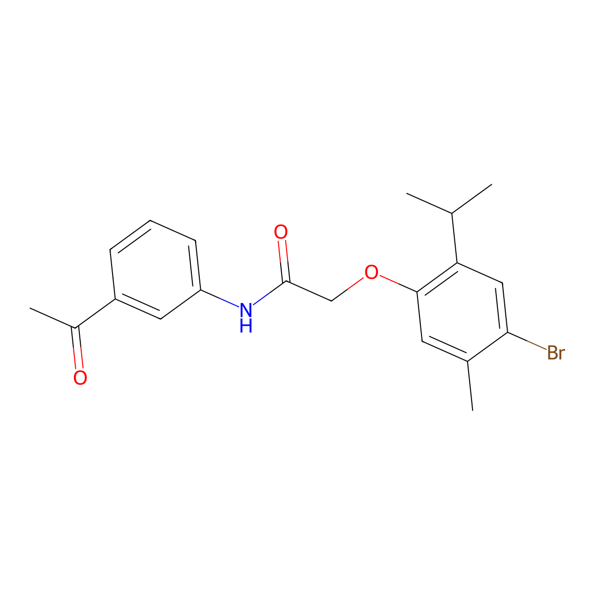 N-(3-acetylphenyl)-2-(4-bromo-2-isopropyl-5-methylphenoxy)acetamide molecular structure, CAS 461026-68-6