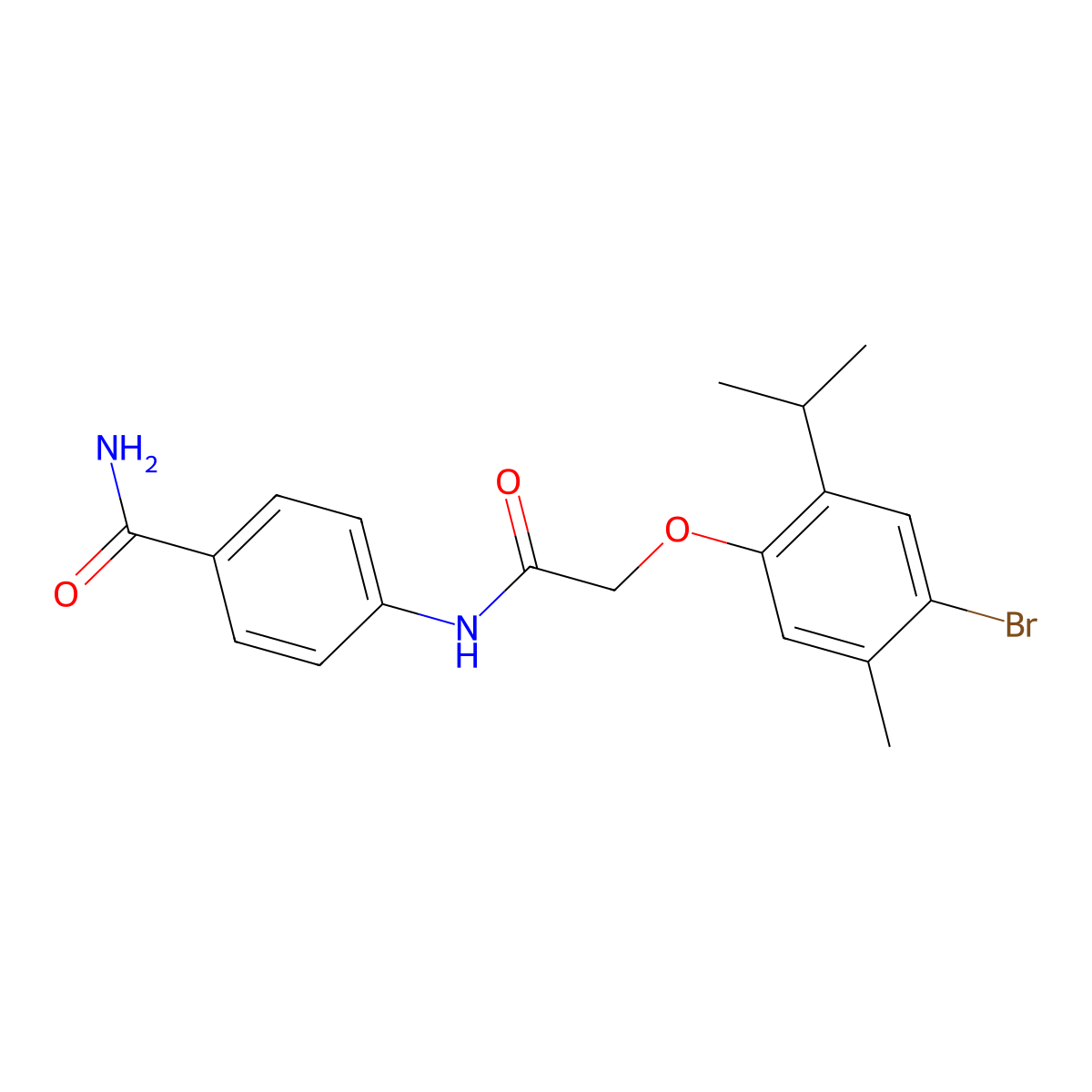 4-{[(4-Bromo-2-isopropyl-5-methylphenoxy)acetyl]amino}benzamide molecular structure, CAS 461026-71-1
