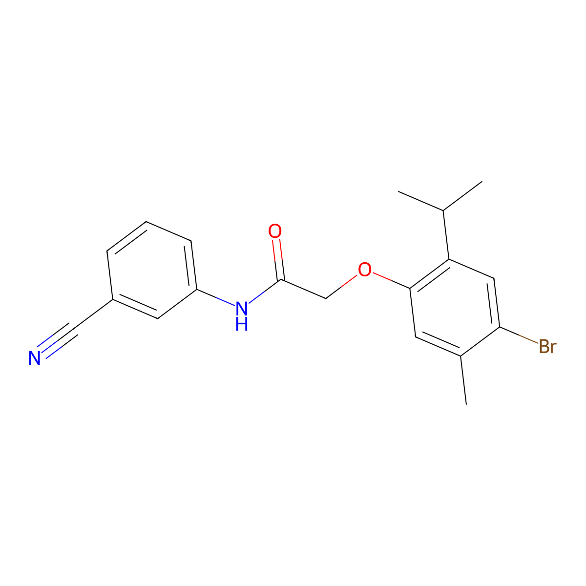 2-(4-bromo-2-isopropyl-5-methylphenoxy)-N-(3-cyanophenyl)acetamide molecular structure, CAS 461026-73-3