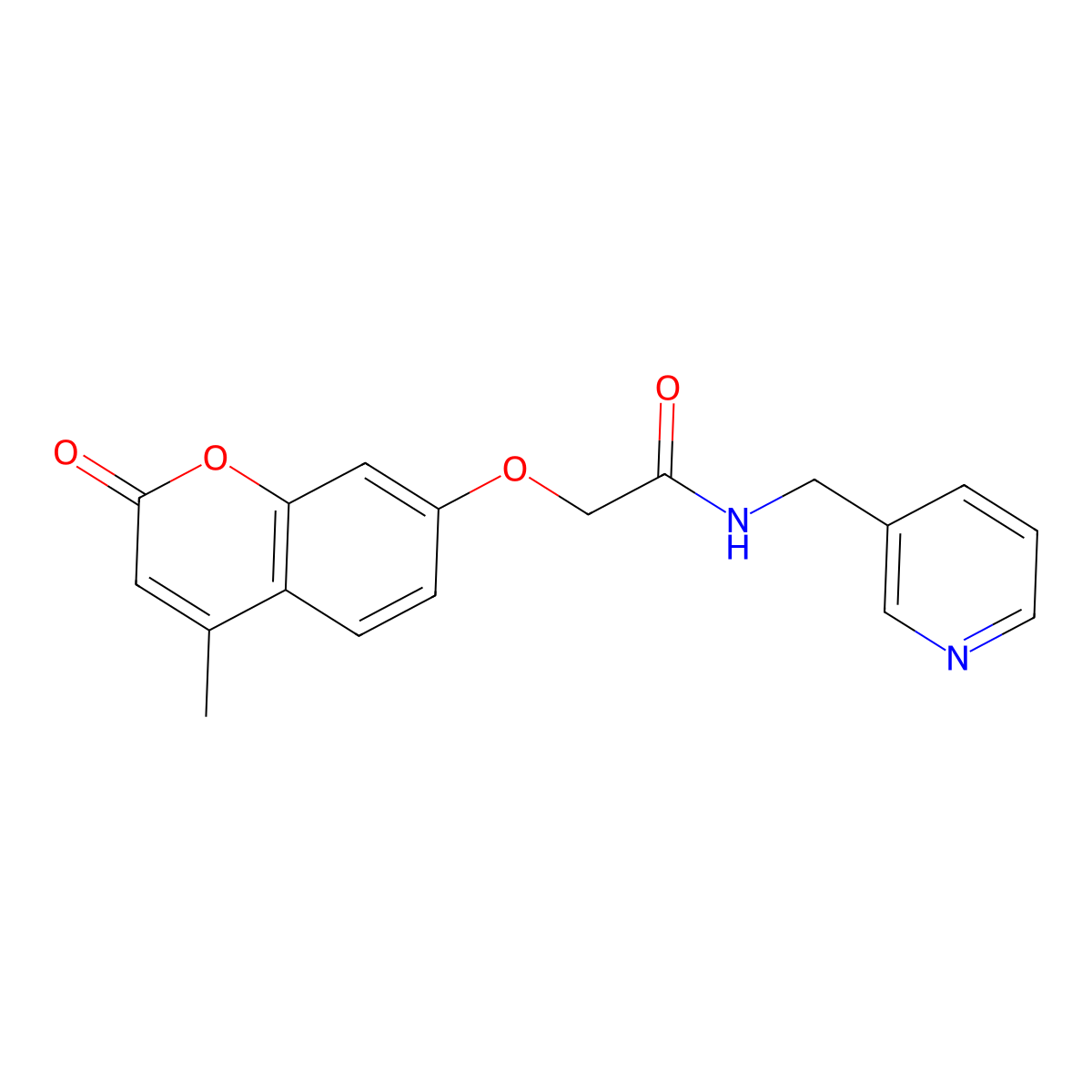 2-(4-methyl-2-oxochromen-7-yl)oxy-N-(pyridin-3-ylmethyl)acetamide molecular structure, CAS 461028-16-0