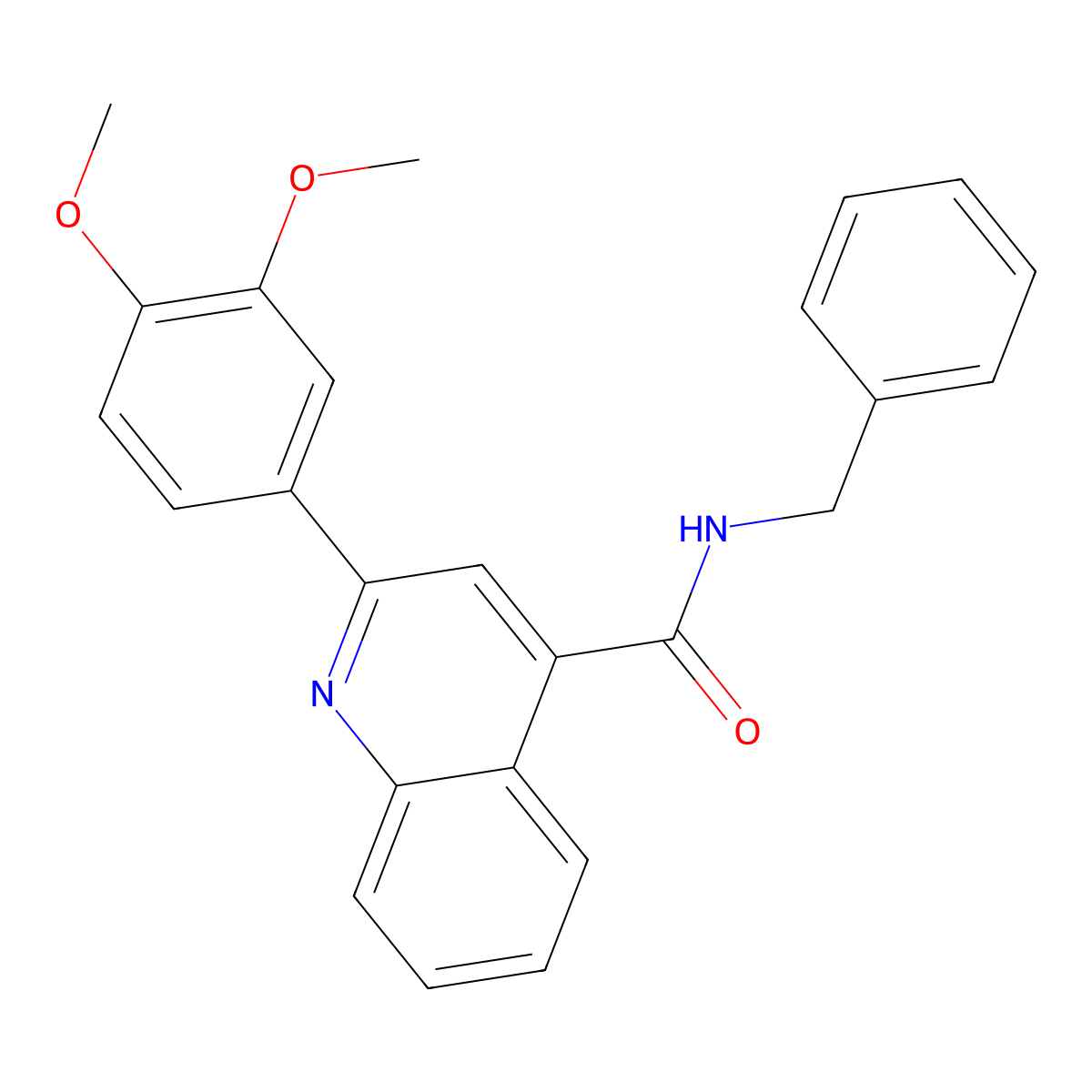 N-benzyl-2-(3,4-dimethoxyphenyl)quinoline-4-carboxamide molecular structure, CAS 461028-53-5