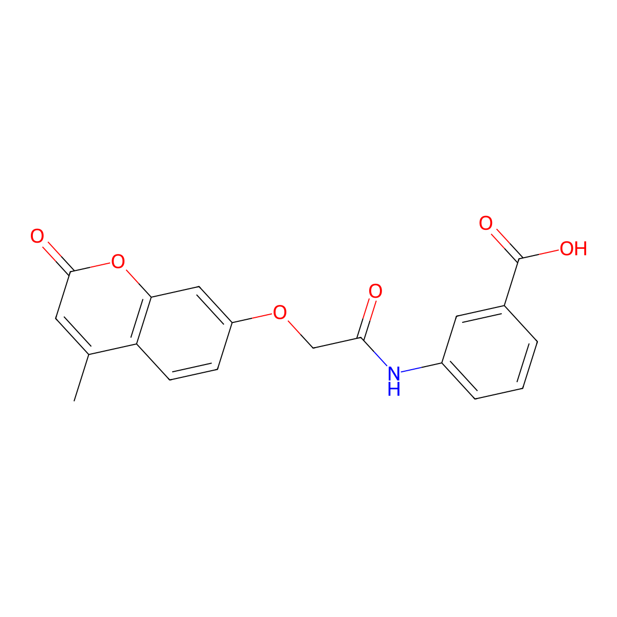 3-(2-((4-methyl-2-oxo-2H-chromen-7-yl)oxy)acetamido)benzoic acid molecular structure, CAS 461029-53-8