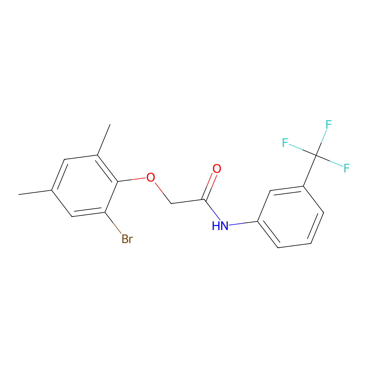 2-(2-bromo-4,6-dimethylphenoxy)-N-[3-(trifluoromethyl)phenyl]acetamide molecular structure, CAS 461029-58-3