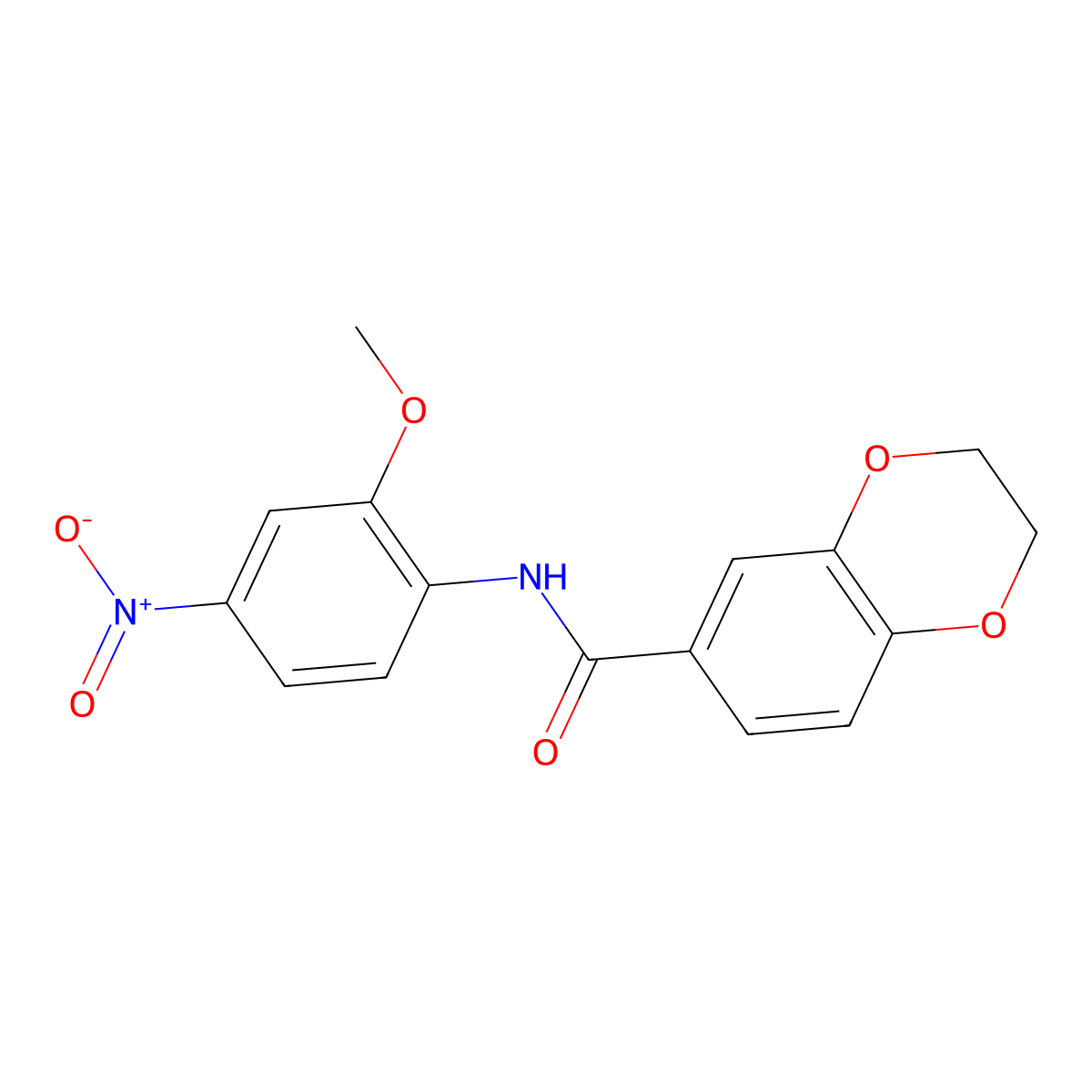 N-(2-methoxy-4-nitrophenyl)-2,3-dihydro-1,4-benzodioxine-6-carboxamide molecular structure, CAS 461030-11-5