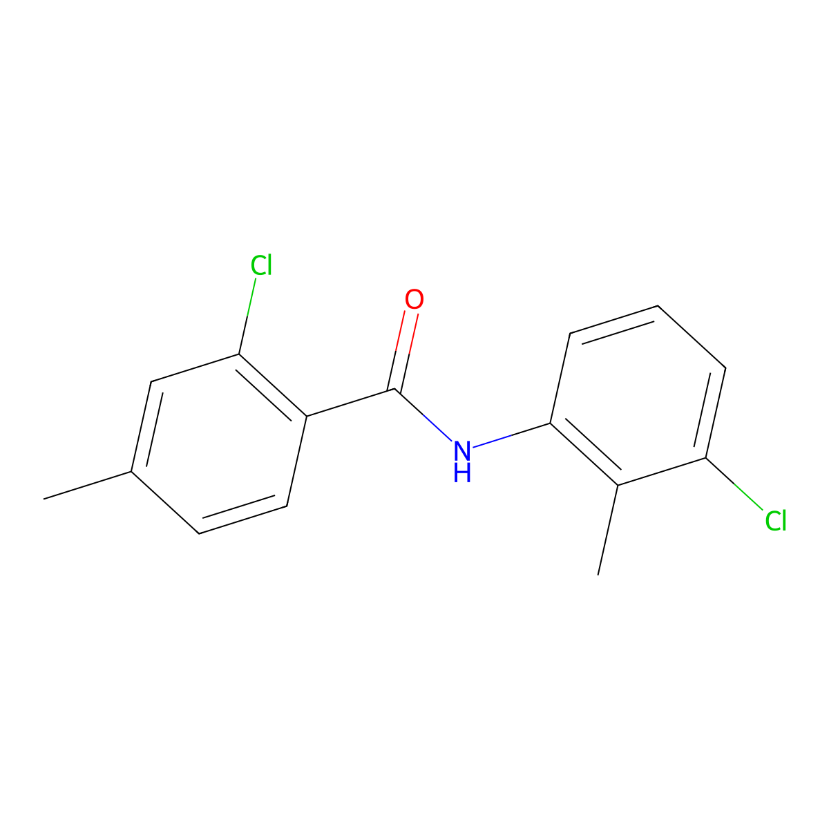 2-chloro-N-(3-chloro-2-methylphenyl)-4-methylbenzamide molecular structure, CAS 461030-19-3