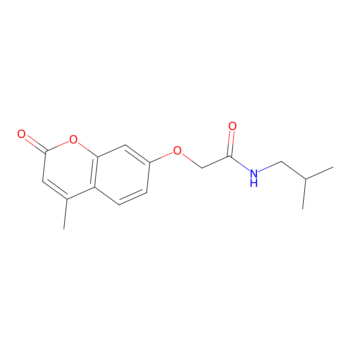 2-(4-methyl-2-oxochromen-7-yl)oxy-N-(2-methylpropyl)acetamide molecular structure, CAS 461030-50-2