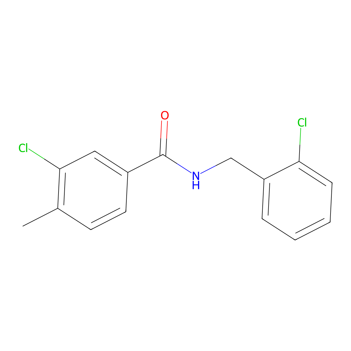 3-chloro-N-[(2-chlorophenyl)methyl]-4-methylbenzamide molecular structure, CAS 461030-63-7