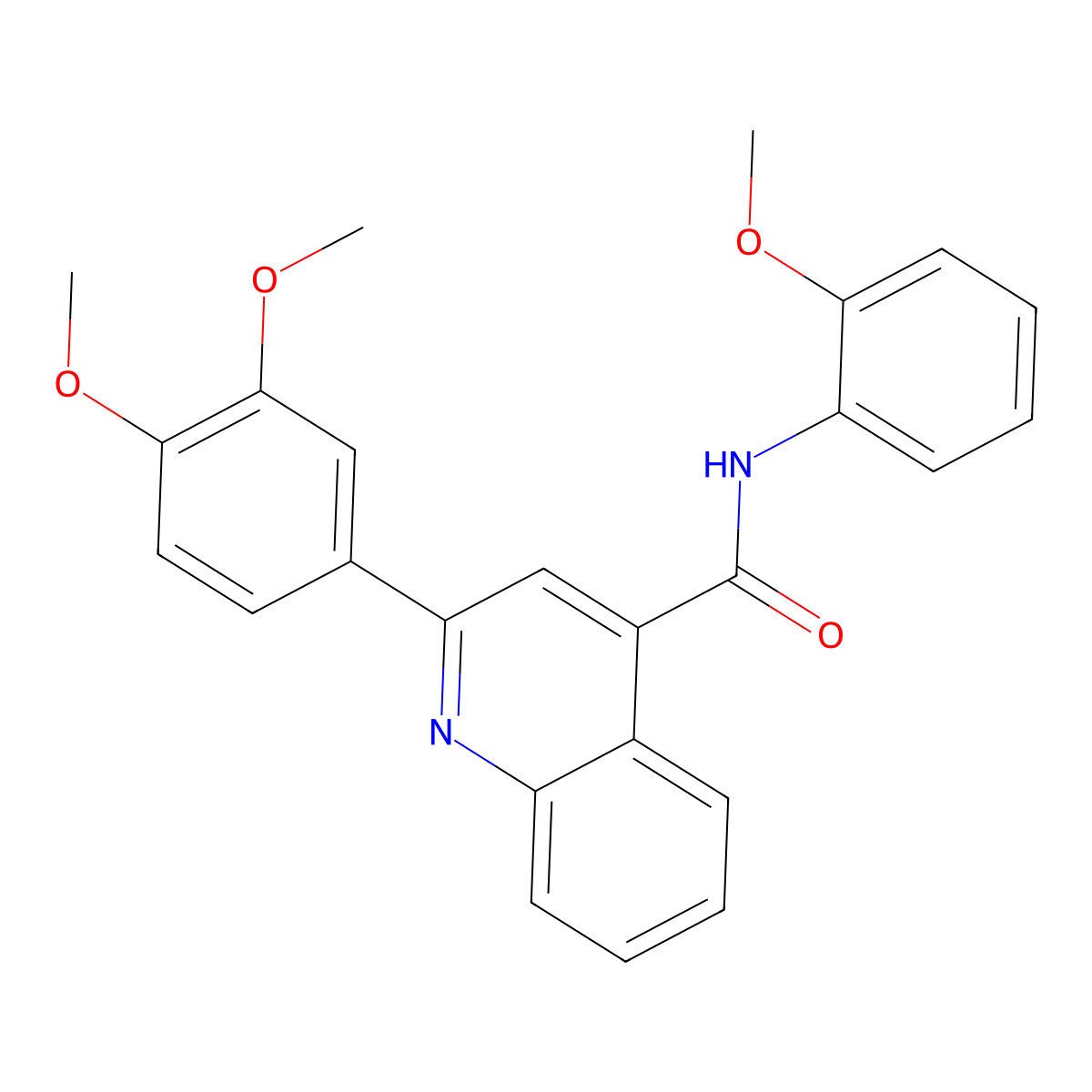 2-(3,4-dimethoxyphenyl)-N-(2-methoxyphenyl)quinoline-4-carboxamide molecular structure, CAS 461033-46-5