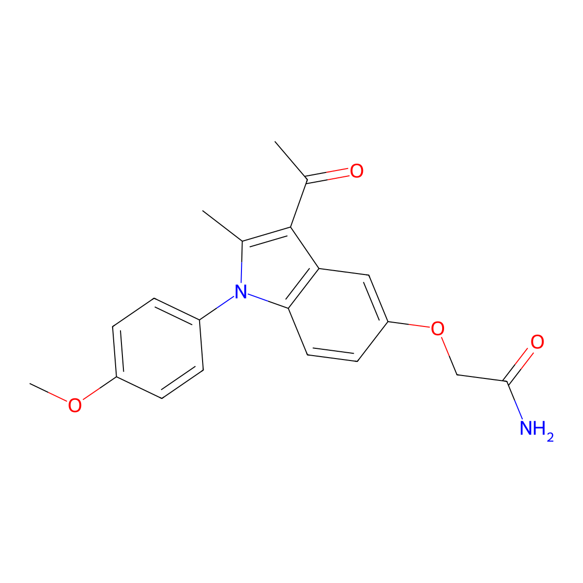 2-[3-Acetyl-1-(4-methoxyphenyl)-2-methylindol-5-yl]oxyacetamide molecular structure, CAS 461034-03-7