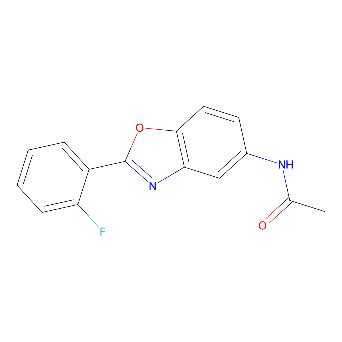 N-[2-(2-fluorophenyl)-1,3-benzoxazol-5-yl]acetamide molecular structure, CAS 461034-50-4