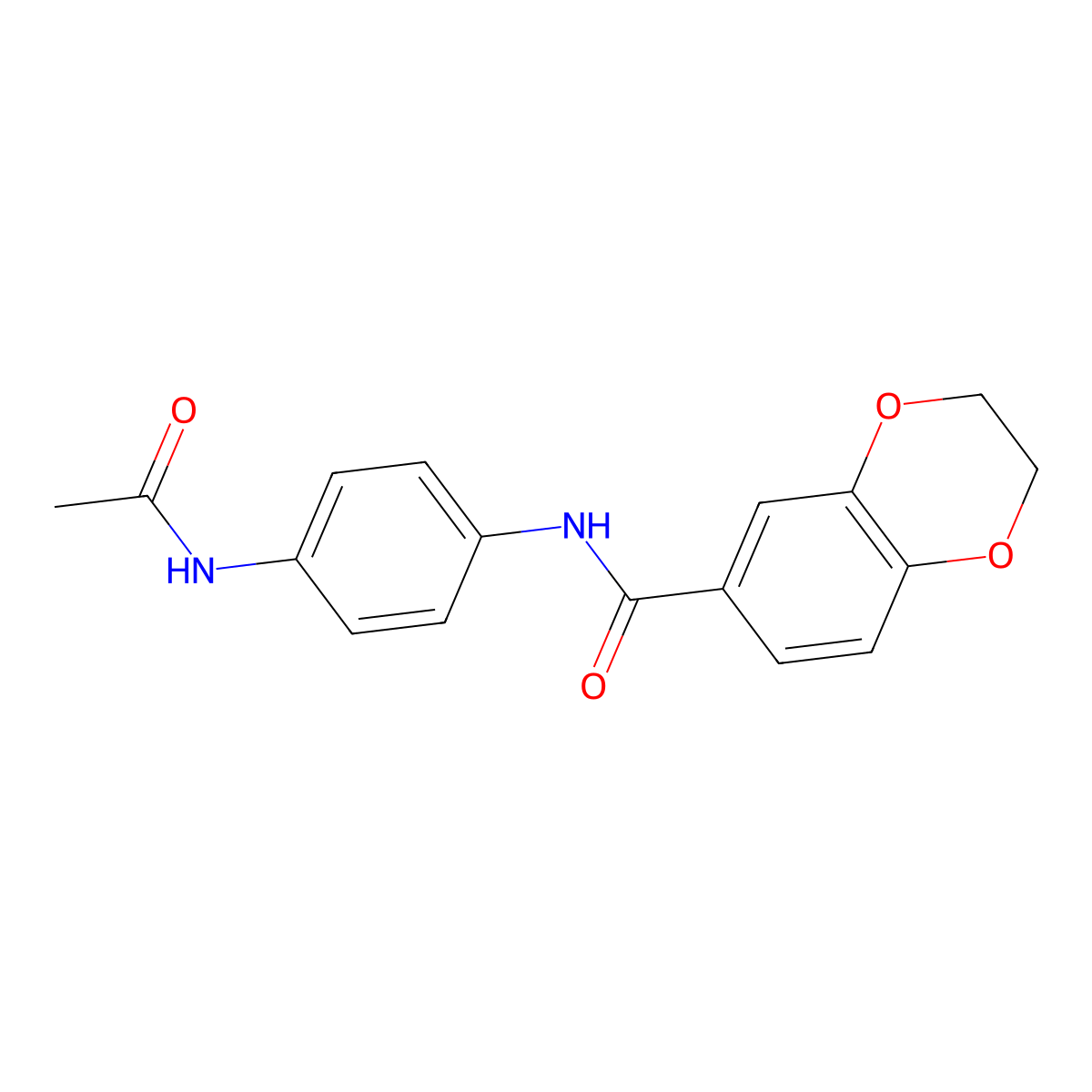 N-(4-acetamidophenyl)-2,3-dihydro-1,4-benzodioxine-6-carboxamide molecular structure, CAS 461039-00-9