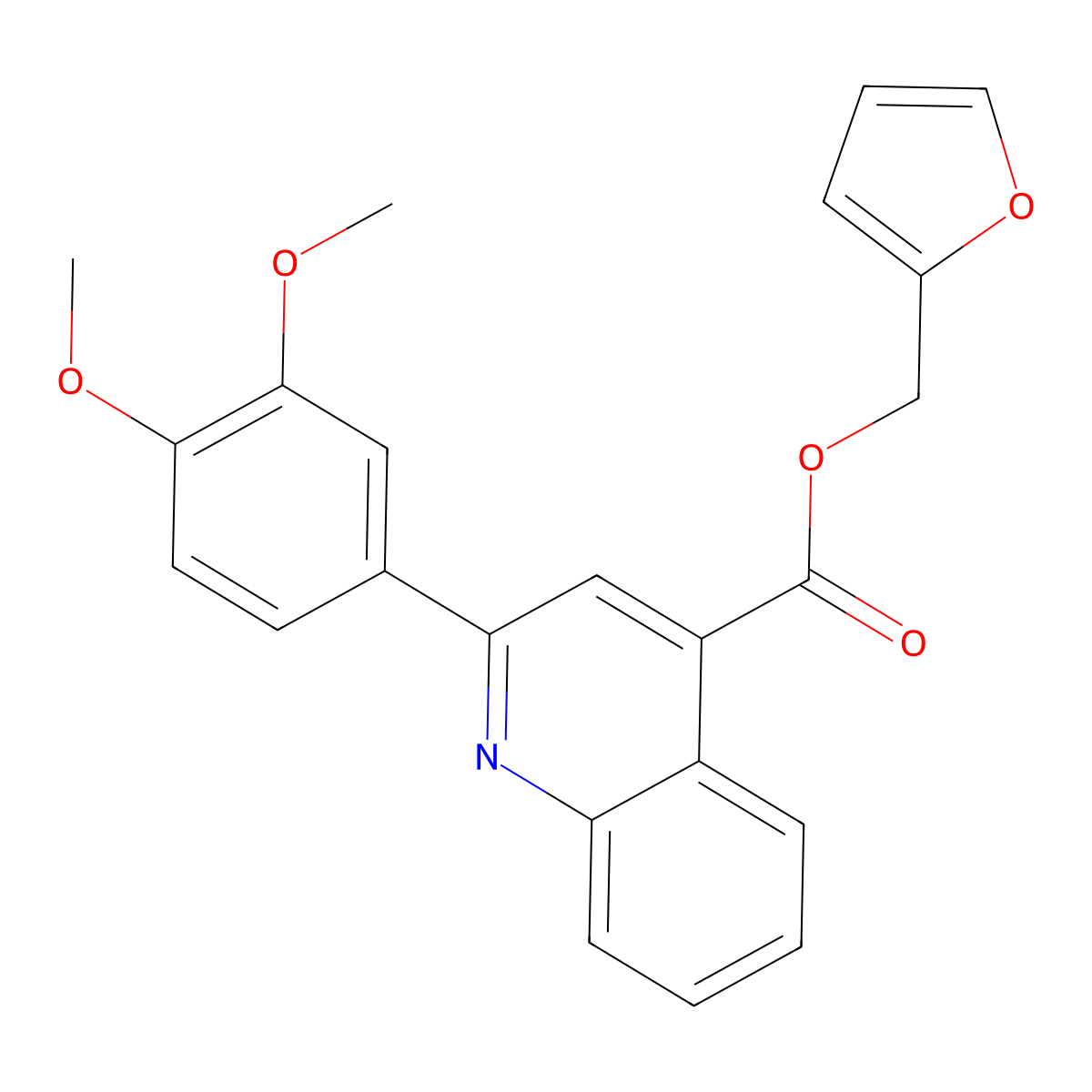 Furan-2-ylmethyl 2-(3,4-dimethoxyphenyl)quinoline-4-carboxylate molecular structure, CAS 461040-81-3