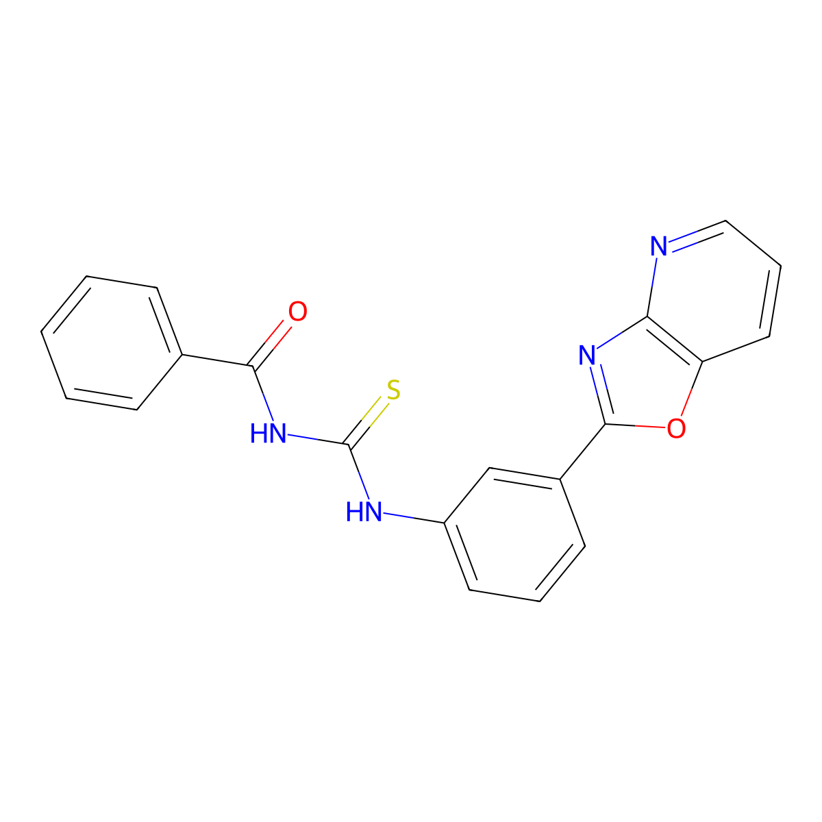 N-benzoyl-N'-(3-[1,3]oxazolo[4,5-b]pyridin-2-ylphenyl)thiourea molecular structure, CAS 461041-60-1