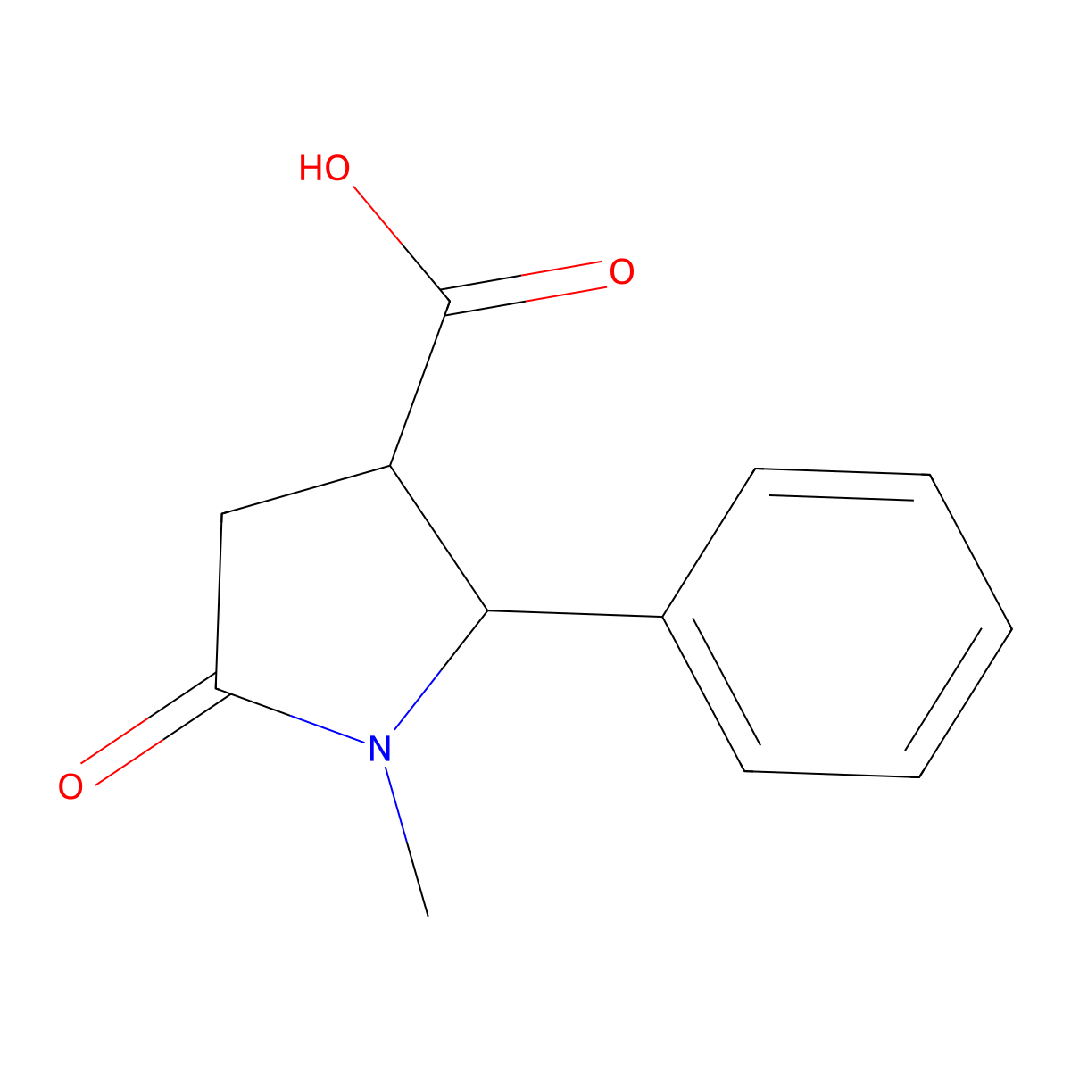 1-Methyl-5-oxo-2-phenylpyrrolidine-3-carboxylic acid molecular structure, CAS 461045-28-3