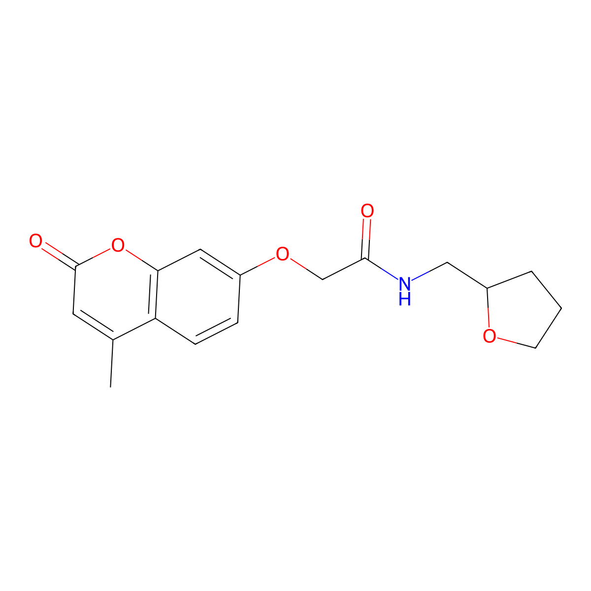 2-(4-methyl-2-oxochromen-7-yl)oxy-N-(oxolan-2-ylmethyl)acetamide molecular structure, CAS 461047-86-9