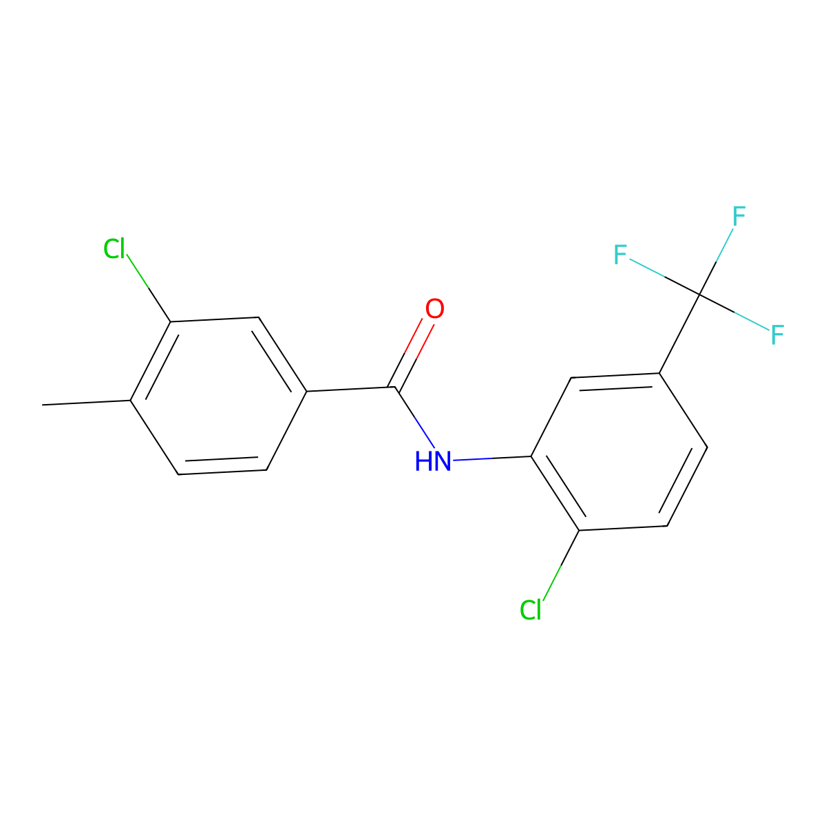 3-chloro-N-[2-chloro-5-(trifluoromethyl)phenyl]-4-methylbenzamide molecular structure, CAS 461048-15-7