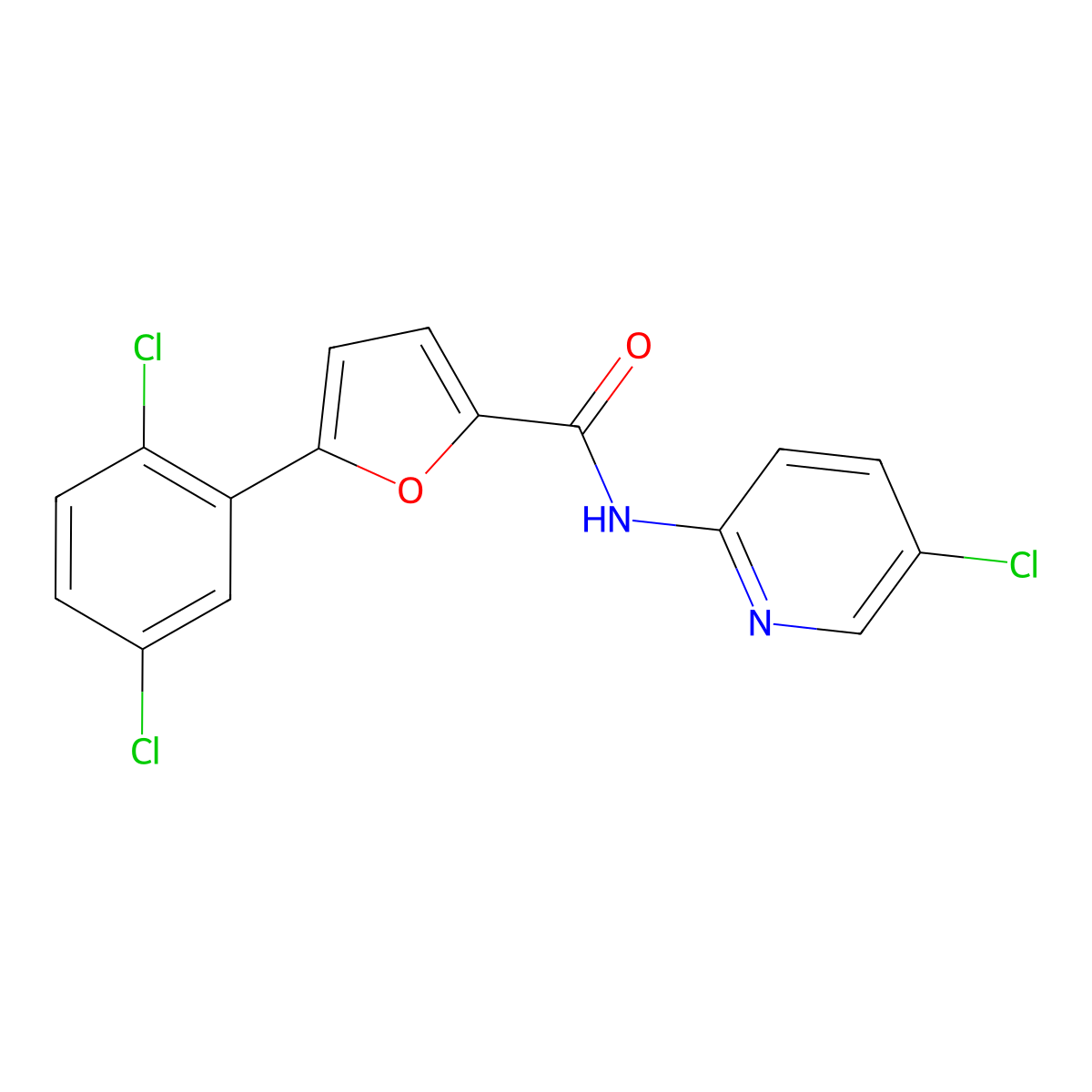 N-(5-chloropyridin-2-yl)-5-(2,5-dichlorophenyl)furan-2-carboxamide molecular structure, CAS 461050-26-0