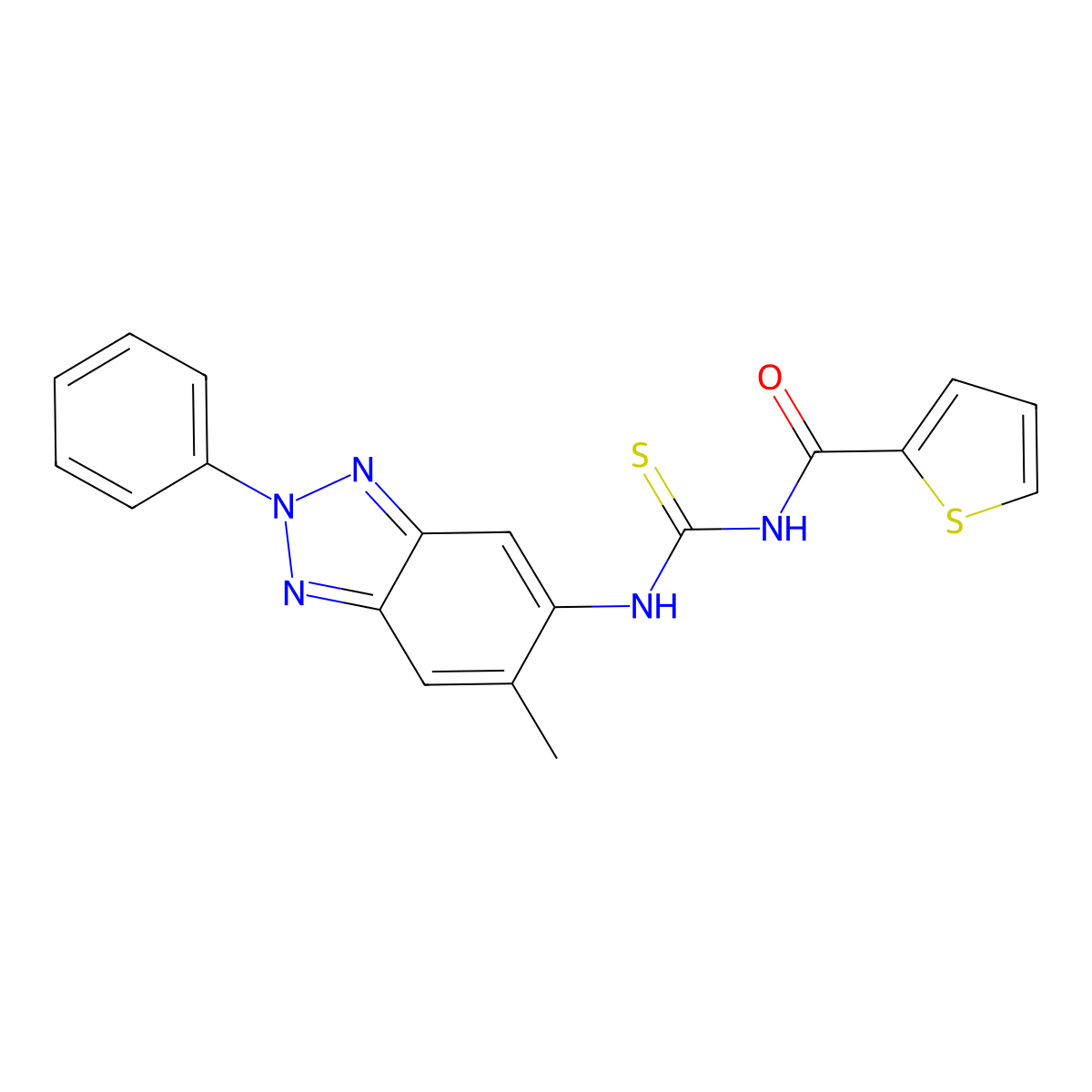 N-[(6-methyl-2-phenylbenzotriazol-5-yl)carbamothioyl]thiophene-2-carboxamide molecular structure, CAS 461050-46-4