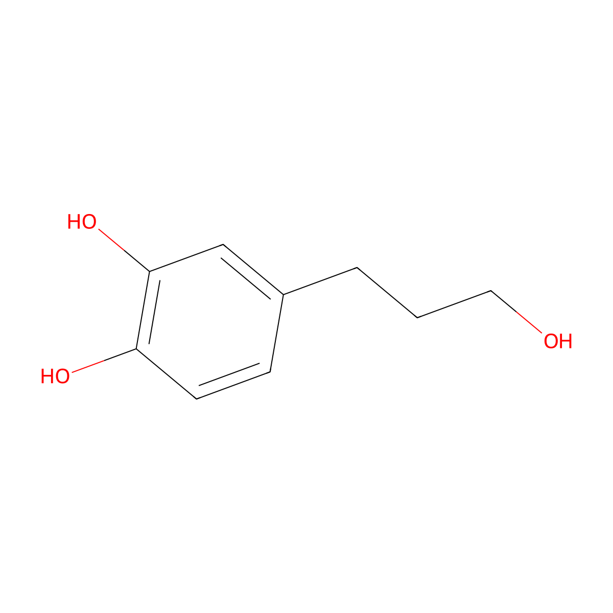 1,2-Benzenediol, 4-(3-hydroxypropyl)- molecular structure, CAS 46118-02-9