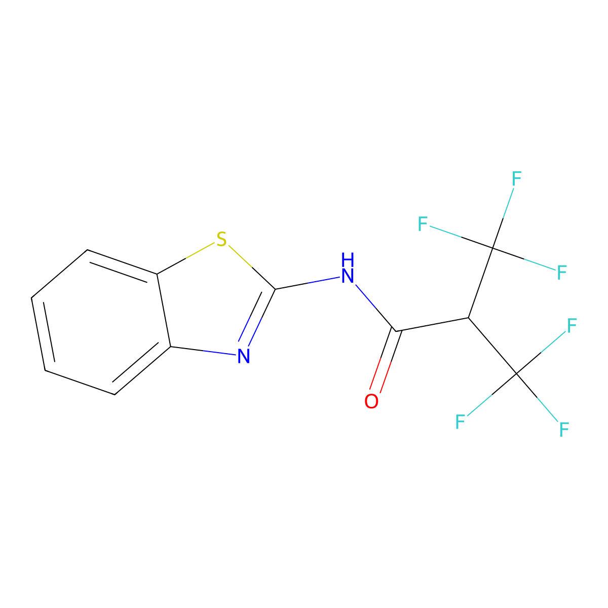 N-(1,3-Benzothiazol-2-yl)-3,3,3-trifluoro-2-(trifluoromethyl)propanamide molecular structure, CAS 4612-65-1