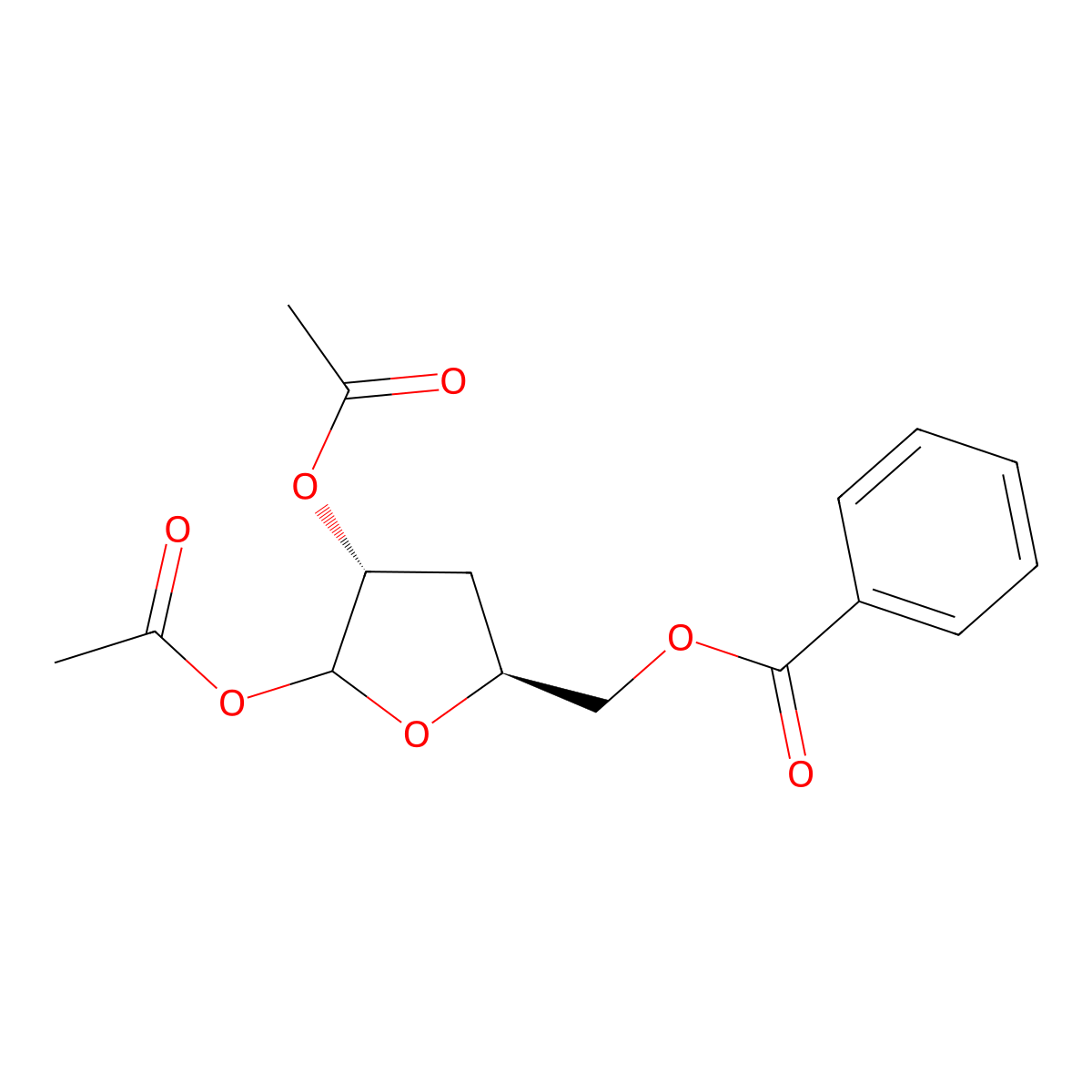 5-O-Benzoyl-1,2-di-O-acetyl-3-deoxy-D-ribofuranose molecular structure, CAS 4613-71-2