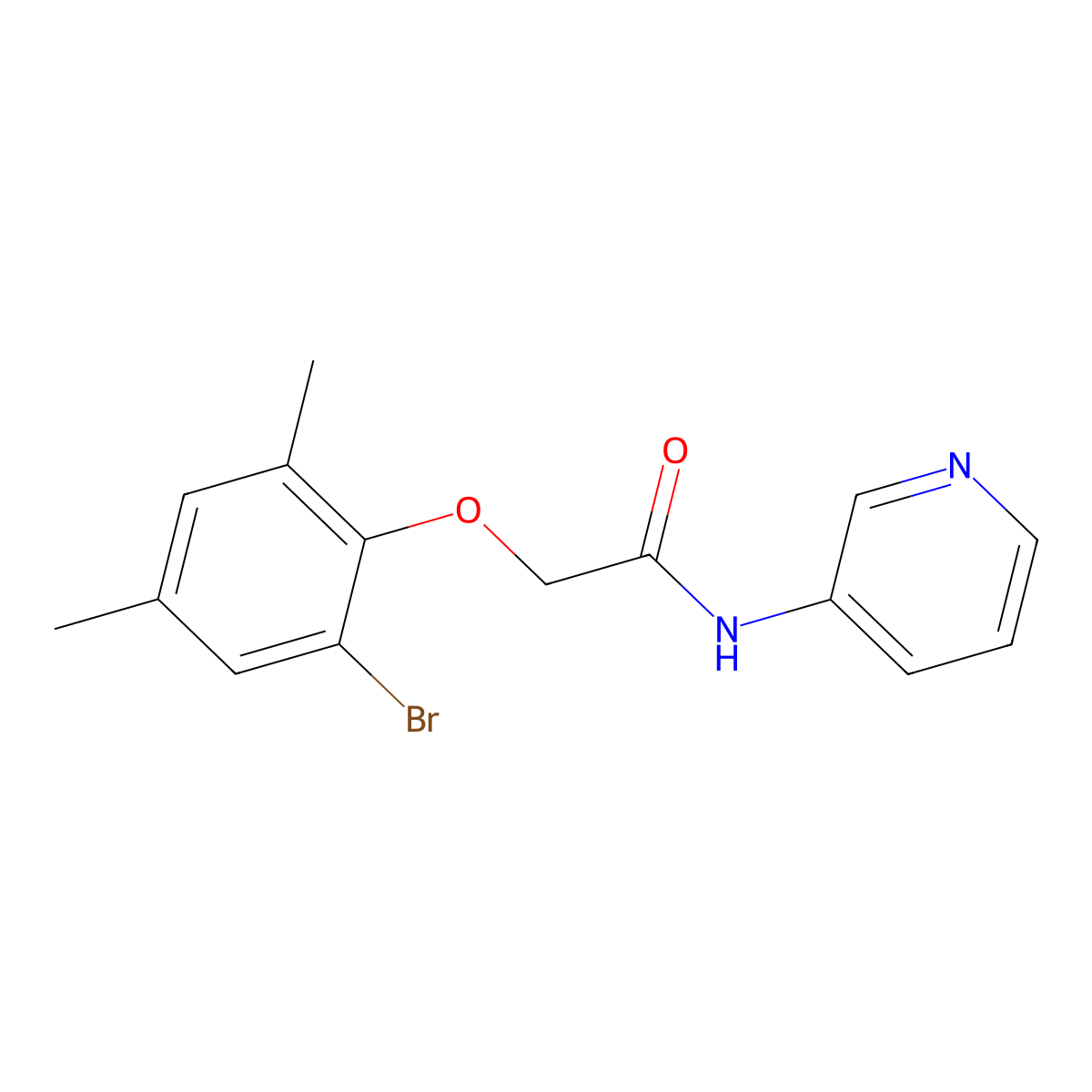 2-(2-bromo-4,6-dimethylphenoxy)-N-(pyridin-3-yl)acetamide molecular structure, CAS 461396-10-1