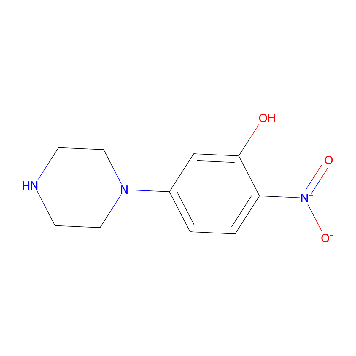 2-Nitro-5-(piperazin-1-yl)phenol molecular structure, CAS 461396-25-8