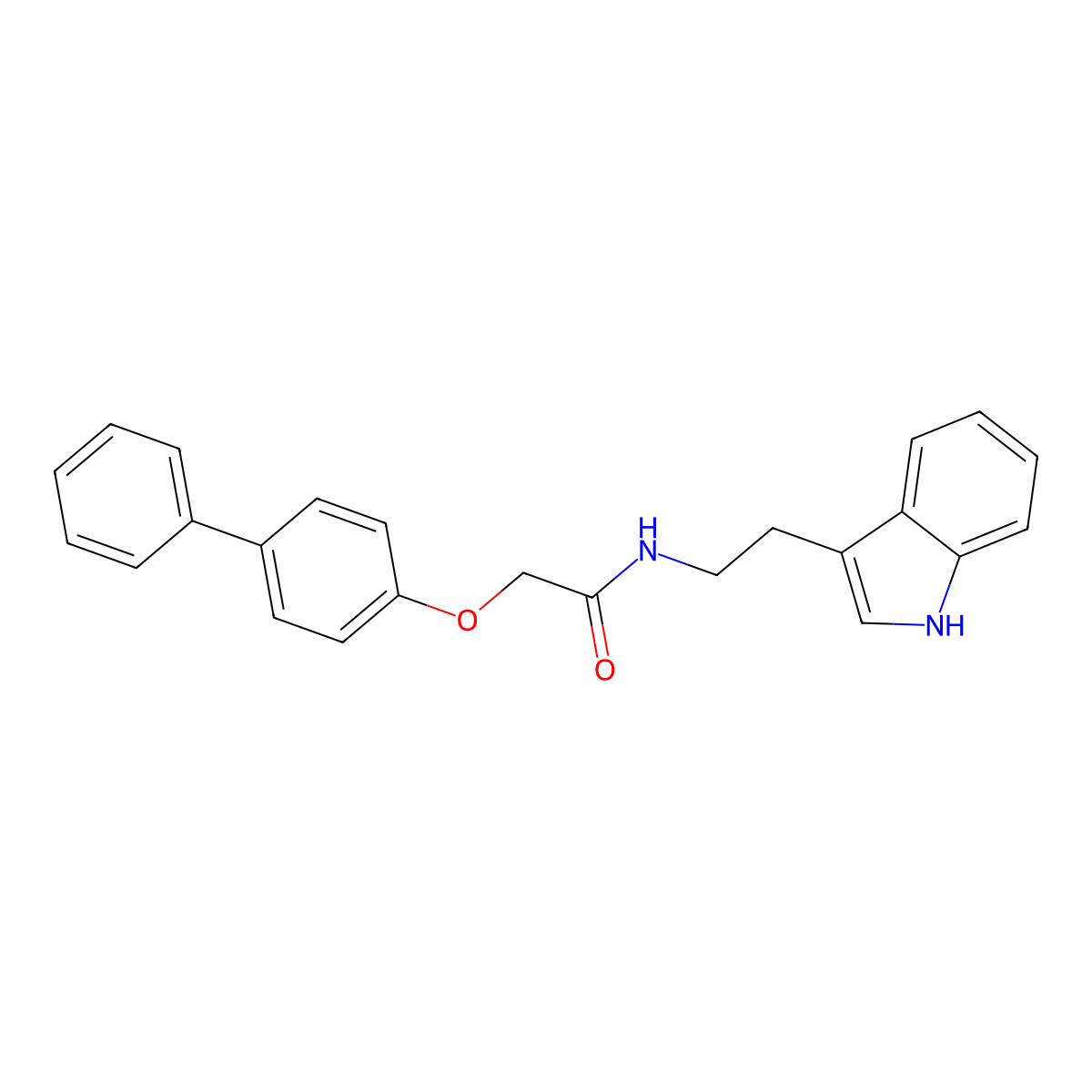 2-(biphenyl-4-yloxy)-N-[2-(1H-indol-3-yl)ethyl]acetamide molecular structure, CAS 461396-63-4