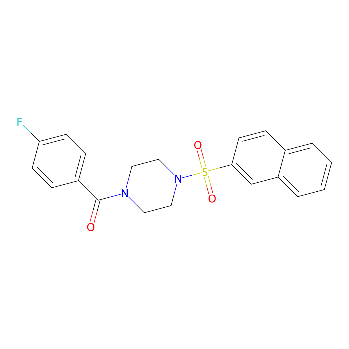 (4-Fluorophenyl)-(4-naphthalen-2-ylsulfonylpiperazin-1-yl)methanone molecular structure, CAS 461396-74-7