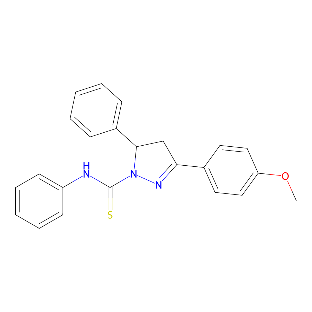 3-(4-methoxyphenyl)-N,5-diphenyl-4,5-dihydro-1H-pyrazole-1-carbothioamide molecular structure, CAS 461396-75-8