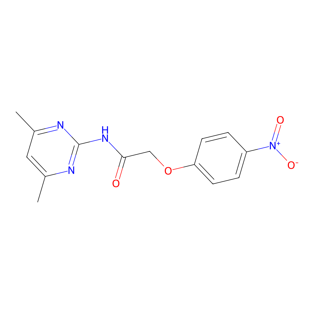 N-(4,6-dimethylpyrimidin-2-yl)-2-(4-nitrophenoxy)acetamide molecular structure, CAS 461396-90-7