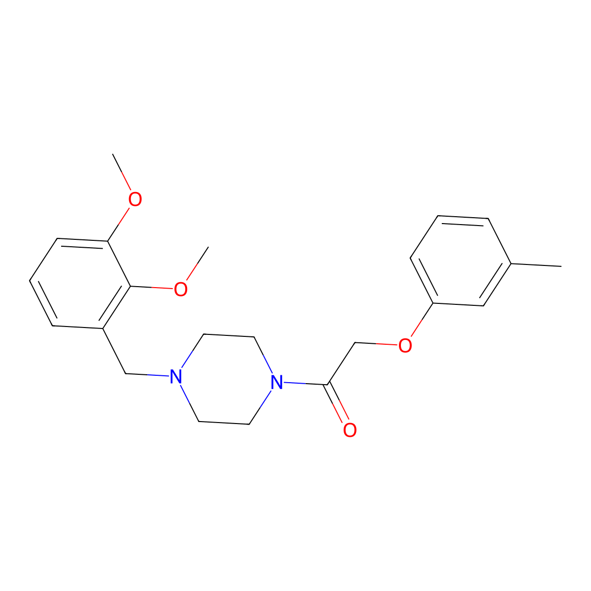 1-[4-[(2,3-Dimethoxyphenyl)methyl]piperazin-1-yl]-2-(3-methylphenoxy)ethanone molecular structure, CAS 461396-91-8
