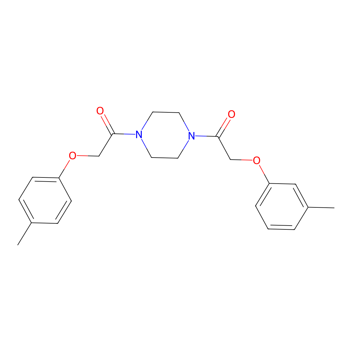 2-(4-Methylphenoxy)-1-[4-[2-(3-methylphenoxy)acetyl]piperazin-1-yl]ethanone molecular structure, CAS 461397-05-7