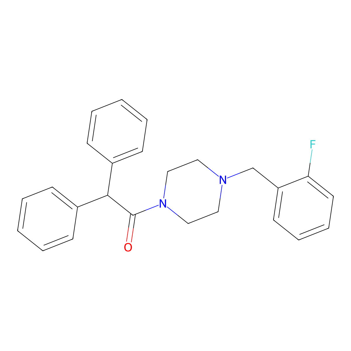 1-(Diphenylacetyl)-4-(2-fluorobenzyl)piperazine molecular structure, CAS 461397-29-5