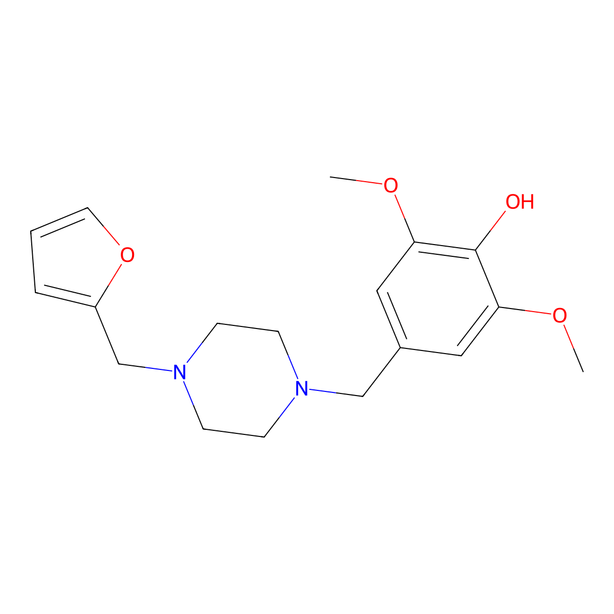4-[[4-(Furan-2-ylmethyl)piperazin-1-yl]methyl]-2,6-dimethoxyphenol molecular structure, CAS 461397-42-2