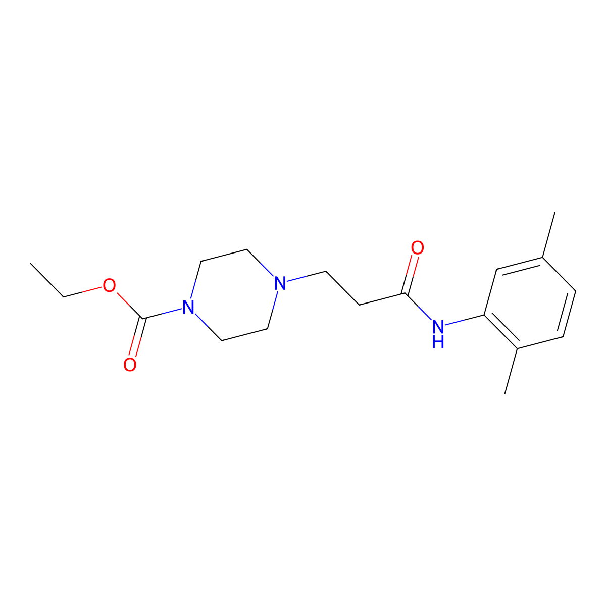 Ethyl 4-[3-(2,5-dimethylanilino)-3-oxopropyl]piperazine-1-carboxylate molecular structure, CAS 461397-57-9