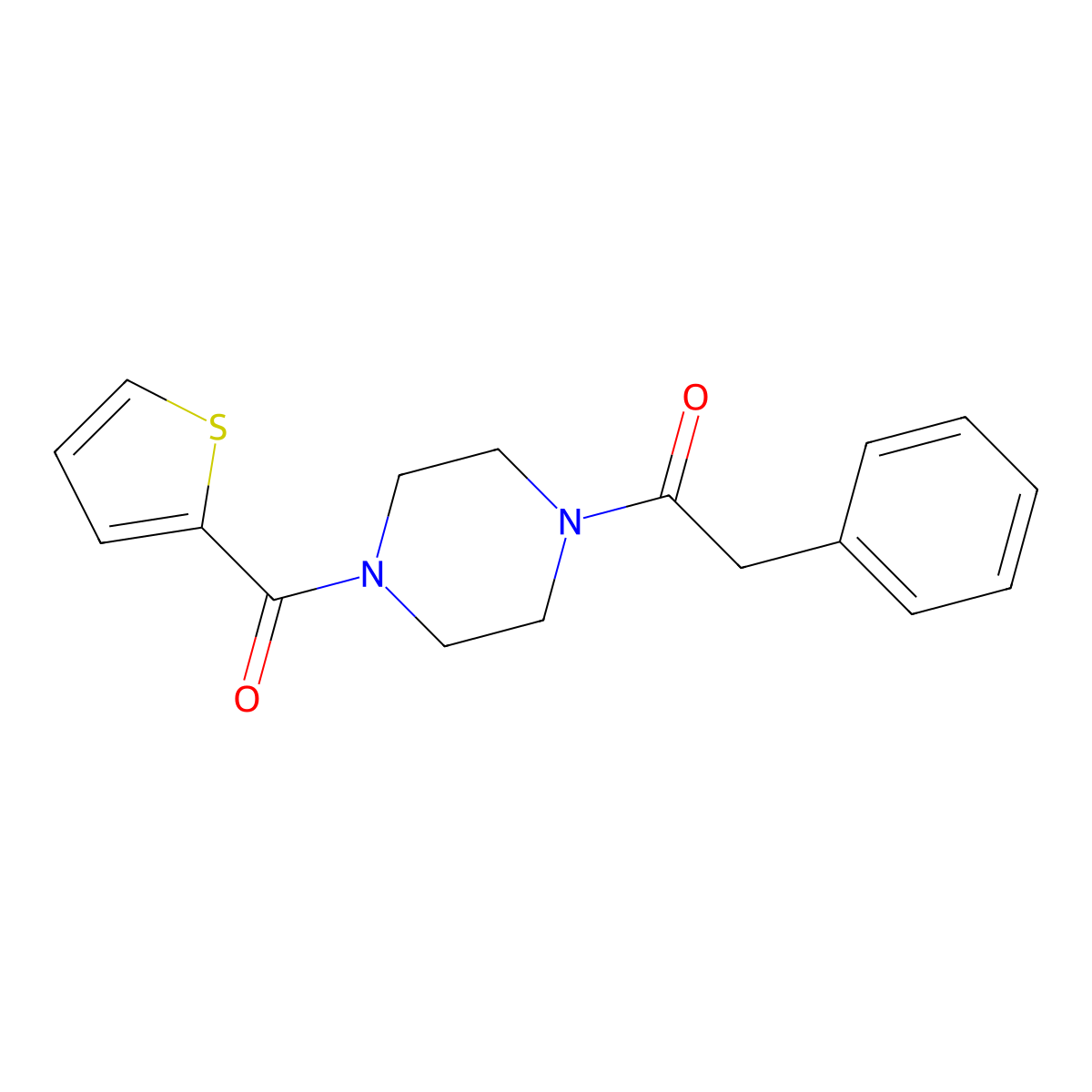 1-(Phenylacetyl)-4-(2-thienylcarbonyl)piperazine molecular structure, CAS 461398-10-7