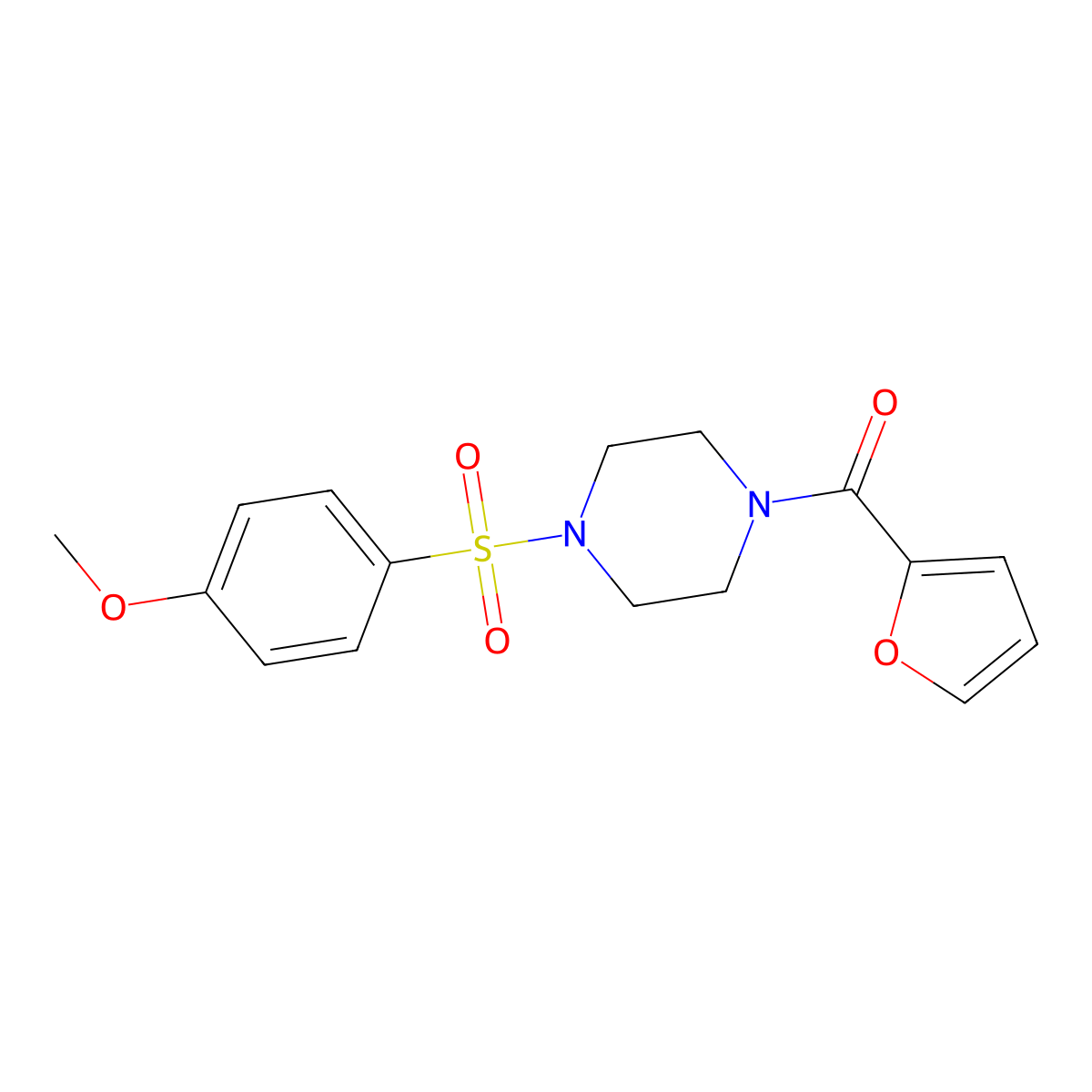 Furan-2-yl-[4-(4-methoxyphenyl)sulfonylpiperazin-1-yl]methanone molecular structure, CAS 461398-47-0