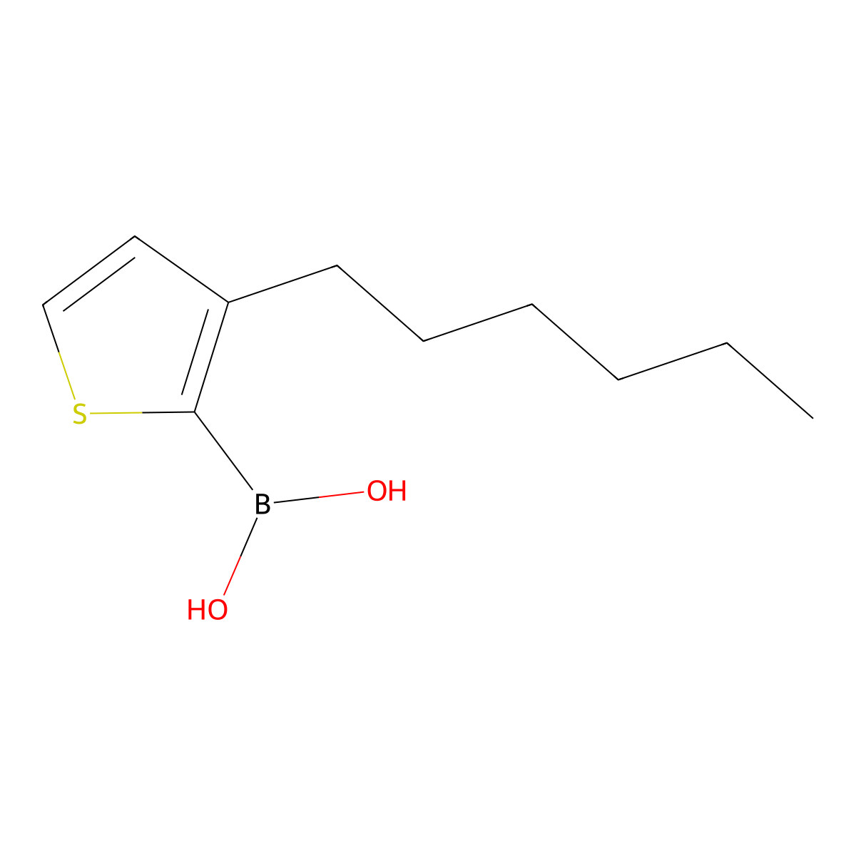 (3-Hexylthiophen-2-yl)boronic acid molecular structure, CAS 461399-05-3