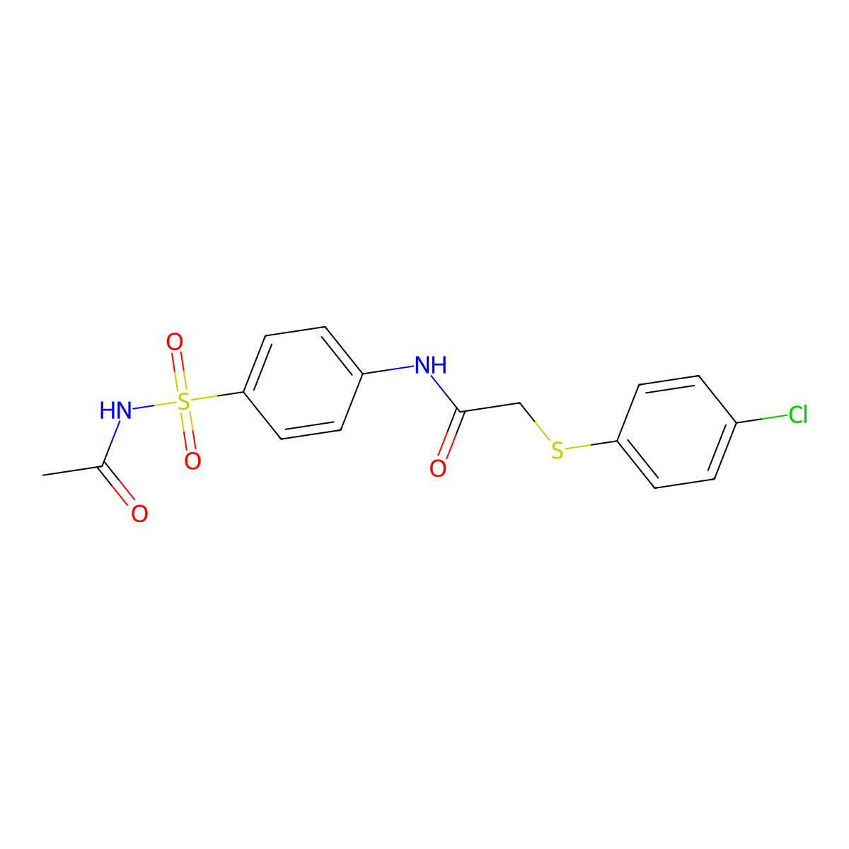 N-[4-(acetylsulfamoyl)phenyl]-2-(4-chlorophenyl)sulfanylacetamide molecular structure, CAS 461399-34-8