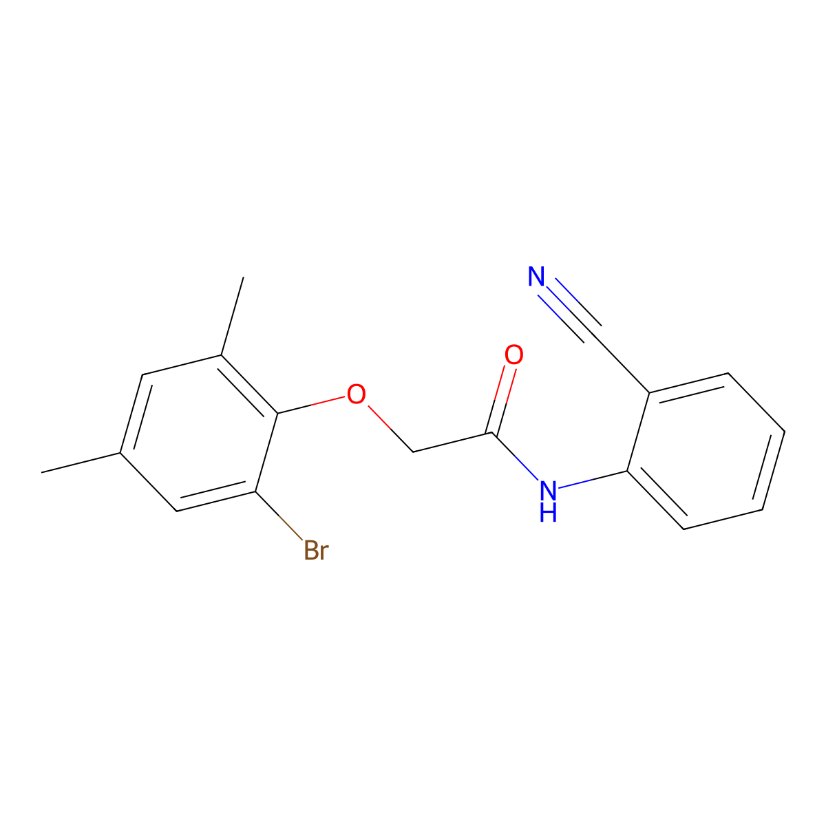 2-(2-bromo-4,6-dimethylphenoxy)-N-(2-cyanophenyl)acetamide molecular structure, CAS 461399-47-3