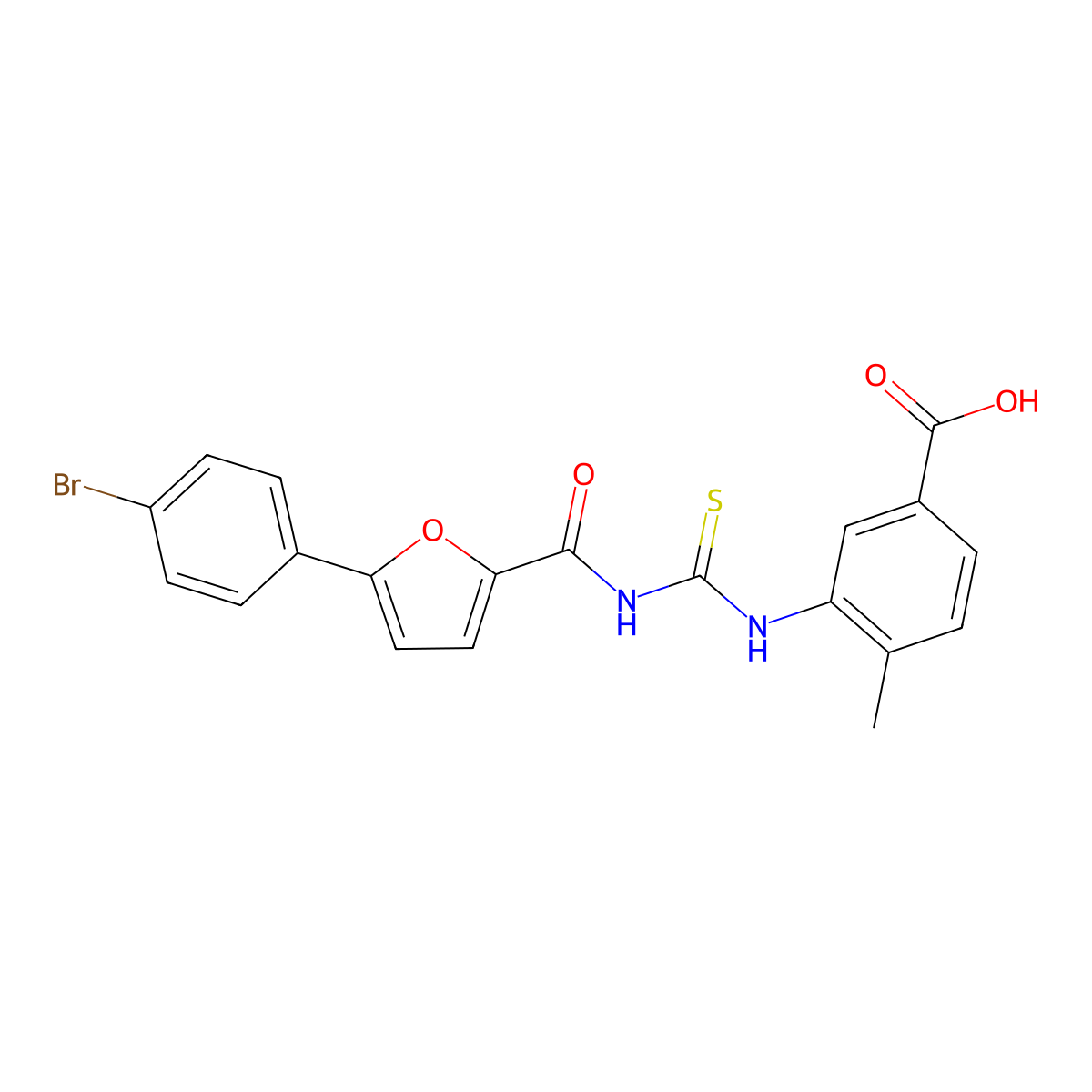 3-[[5-(4-Bromophenyl)furan-2-carbonyl]carbamothioylamino]-4-methylbenzoic acid molecular structure, CAS 461399-85-9