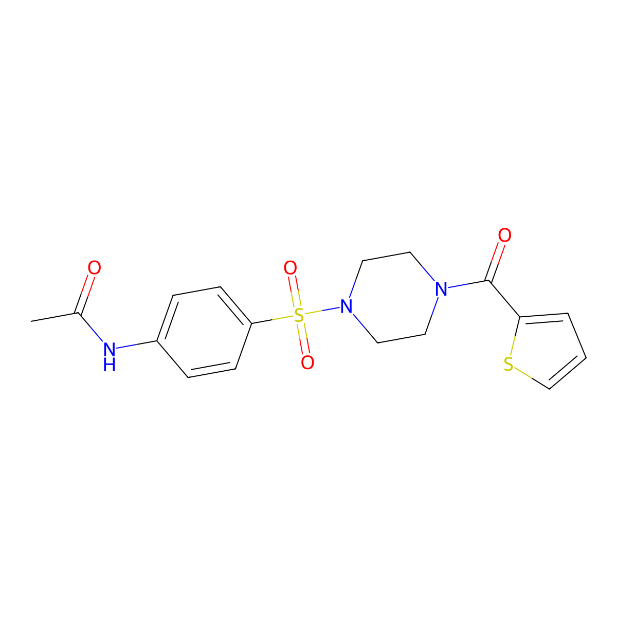N-[4-[4-(thiophene-2-carbonyl)piperazin-1-yl]sulfonylphenyl]acetamide molecular structure, CAS 461400-09-9