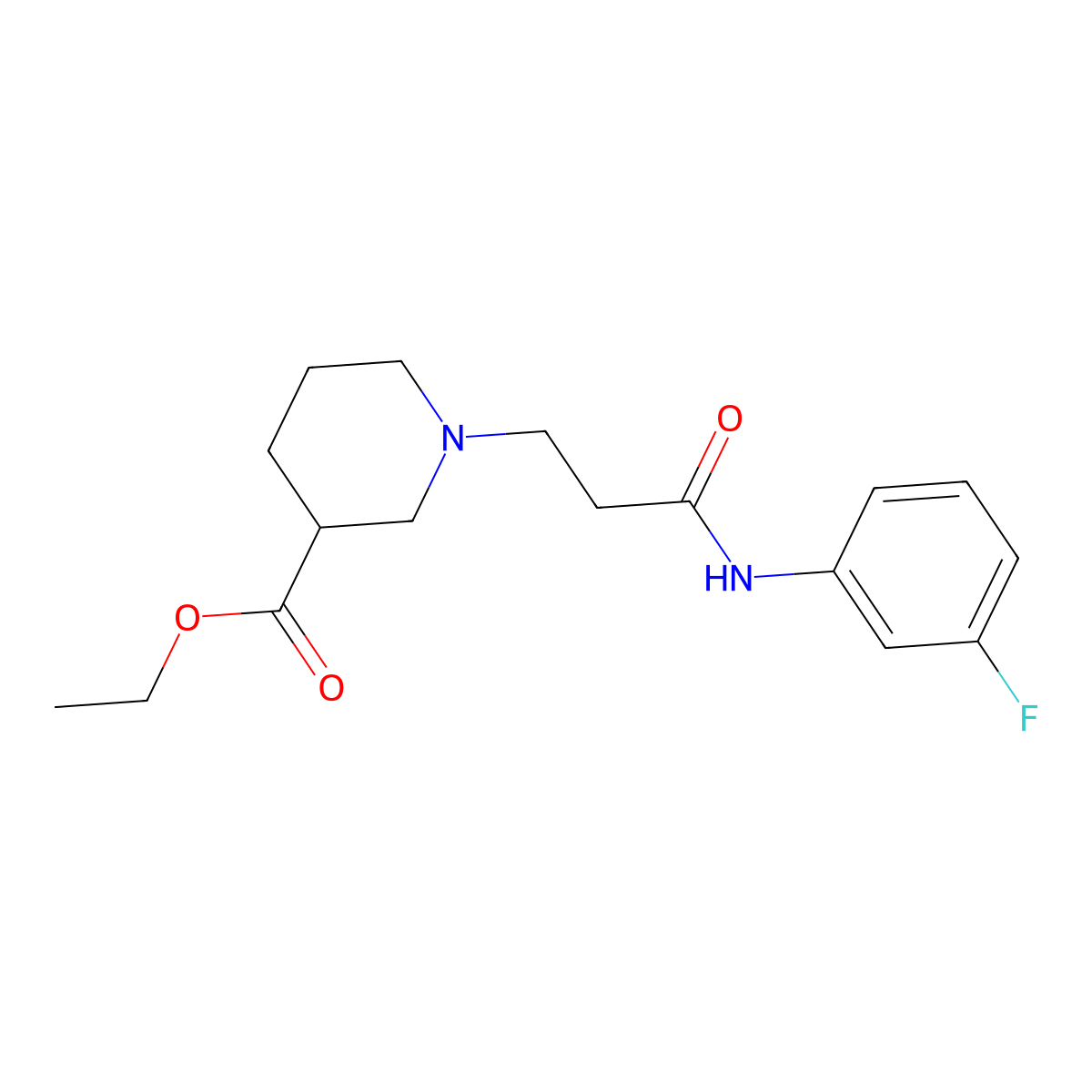 1-[2-(3-Fluoro-phenylcarbamoyl)-ethyl]-piperidine-3-carboxylic acid ethyl ester molecular structure, CAS 461400-18-0
