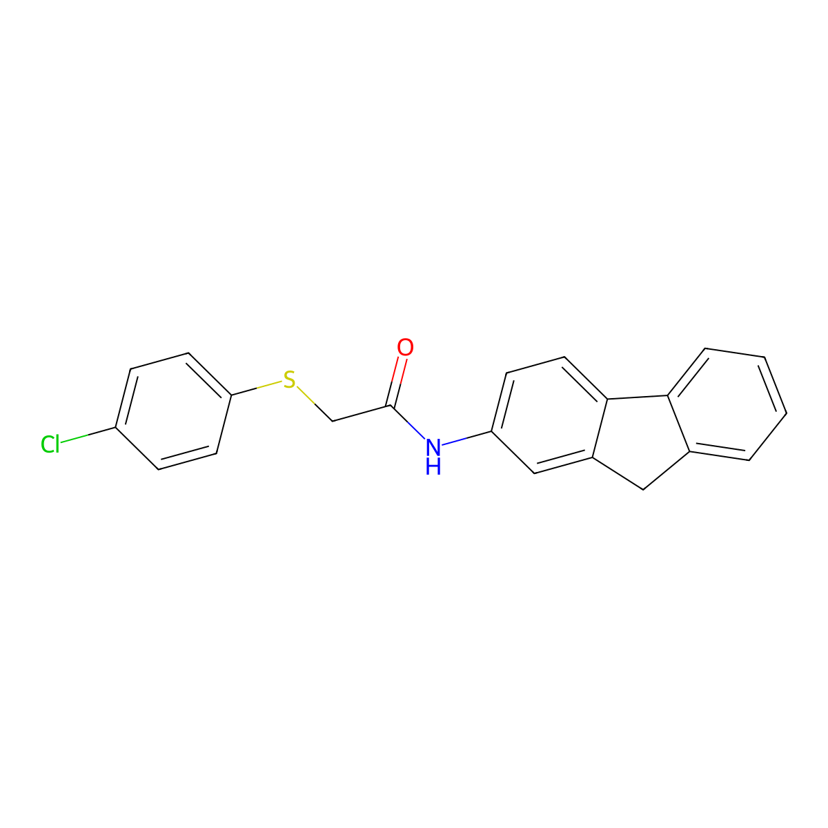 2-(4-chlorophenyl)sulfanyl-N-(9H-fluoren-2-yl)acetamide molecular structure, CAS 461401-82-1